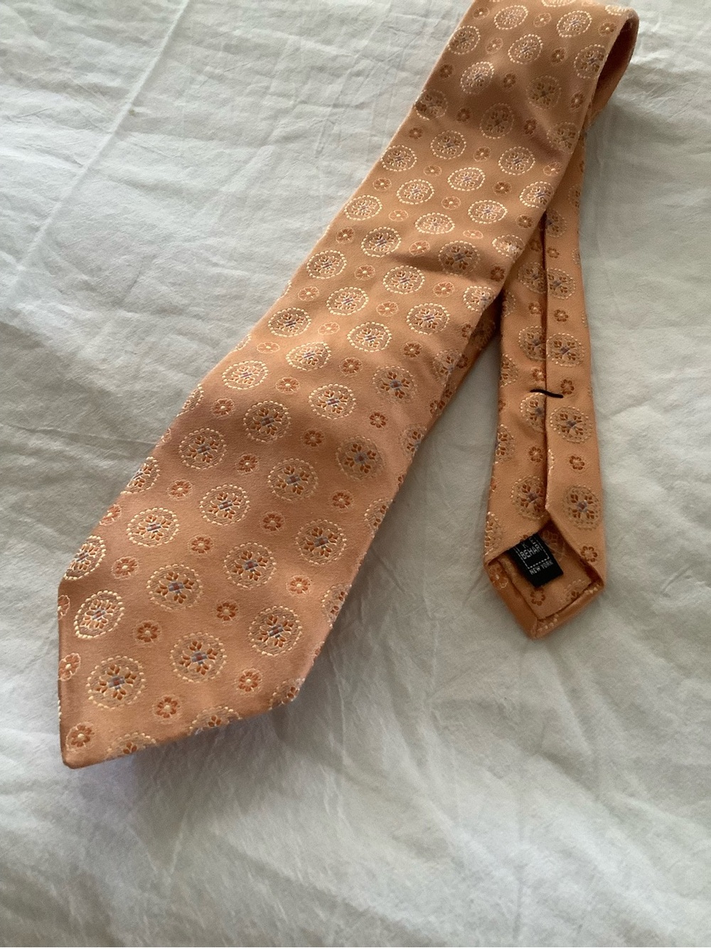 Ike Behar, New York - Silk Peach Medallion Tie.